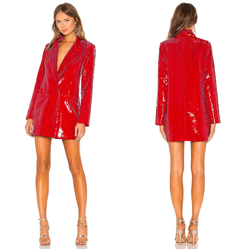 NWT H:ours Revolve Trixy Red Sequin Blazer Dress